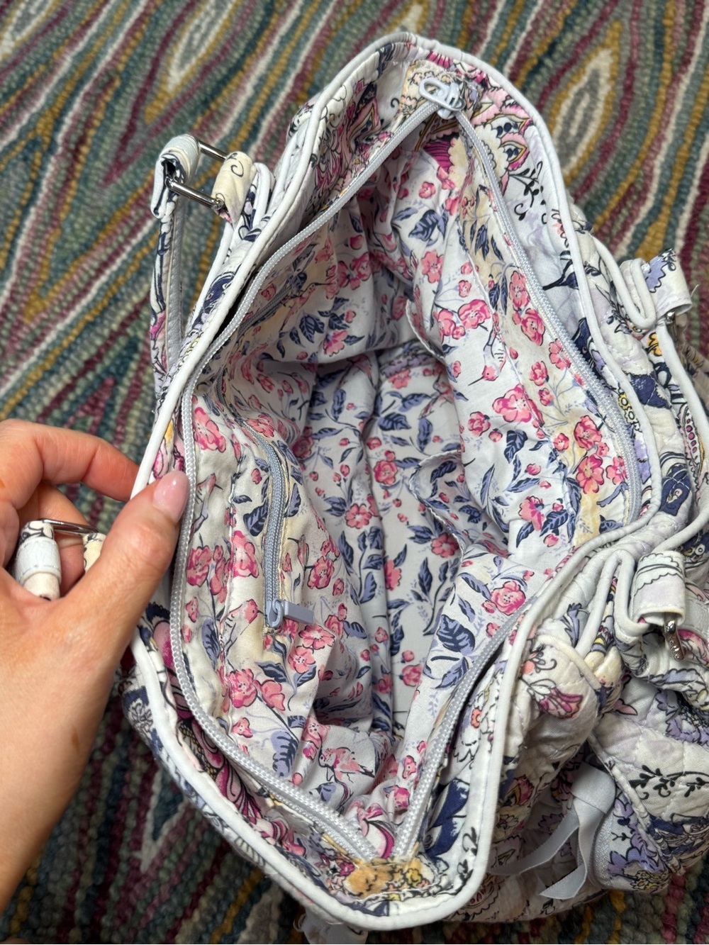 Vera Bradley Cream Quilted Floral Tote - Picture 4 of 7